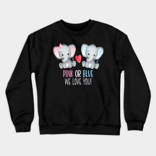 Baby Elephant Pink And Blue We Love You Crewneck Sweatshirt